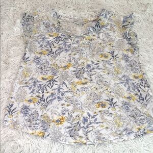 Lucky Brand Yellow and Blue Floral Blouse